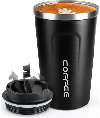 Termo Café para Llevar Pequeño de Acero Inoxidable 304, Vaso Térmico Antigoteo Hermético, Doble Capa Aislamiento Sin BPA, 380ml