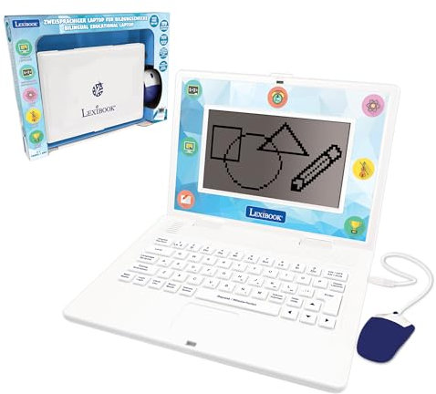 Lexibook - Zweisprachiger und pädagogischer Laptop Englisch/Deutsch - 170 Aktivitäten zum Lernen, Spiele und Musik, großer Bildschirm, JC599i3
