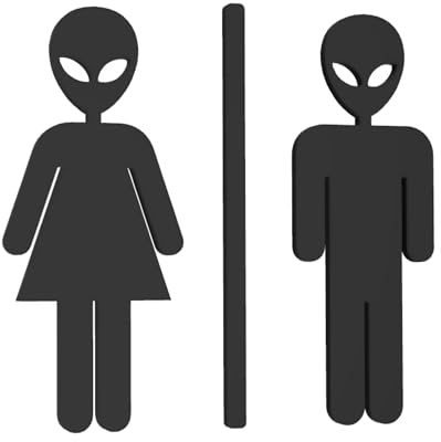 WC Toiletten Schild Männer Frauen Unisex Symbol | Toilettenschild ohne Bohren | WC-Schild für Badezimmer zum kleben | Einfache Montage Selbstklebend (Alien)
