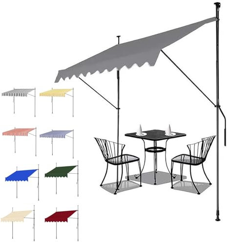 Hoiweqr Tenda da Sole Bracci Estensibili, 350 X 120 cm, Parasole A Caduta, Avvolgibile, Protezione UV, Poliestere, Tende da Esterno per Porte, Tendalino Retrattile Manuale(Red,350x120cm)
