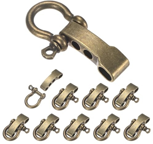 TIXIPEM Hebilla de grillete de pulsera de paracaídas [10 piezas] – Grillete de metal ajustable para pulseras de supervivencia, cinturón y cuerda al aire libre – [Bronce antiguo-cabeza plana] Hebillas