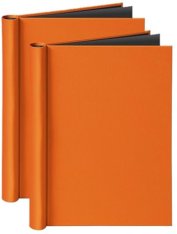 VELOFLEX 4944080 - Klemmbinder DIN A4, mit Ledernarbung, Füllmenge max. 150 Blatt (2 Stück, orange, DIN A4)