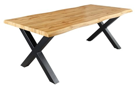 Esstisch WILD 160cm - schwarz braun - Metall - 120 kg Belastbarkeit | höhenverstellbare Füße, individuelle Maserung, industrial-Design, robust, natürliche Baumstruktur, Metallgestell