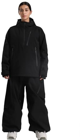 GSOU SNOW Women's Ski Jacket and Pants Set Baggy Snowboard Jacket Snow Suit Waterproof Windproof Hooded Coat L