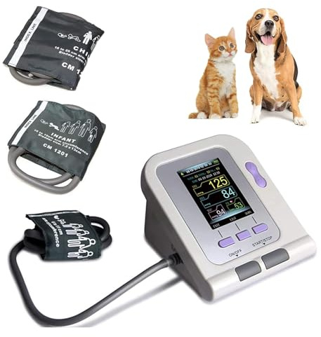 Utrustning för veterinärvård, digital blodtrycksmätare för djur, hund/katt/husdjur djurvård, 3 lägen 3 manschetter elektronisk sphygmomanometer