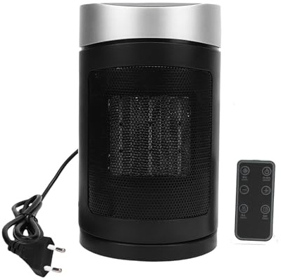 Fockety Calentador eléctrico silencioso de 1500 W con termostato y mando a distancia, pantalla digital, función de temporizador y oscilación de 70° para oficina y uso en interiores (Enchufe