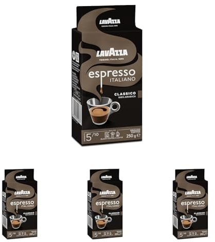 Lavazza, Espresso Italiano Classico, Café Molido Natural, para Cafetera Italiana, de Filtro y Francesa, con Notas Aromáticas de Caramelo y Chocolate, 100% Arábica, Intensidad 5, Tueste Medio, 250 g