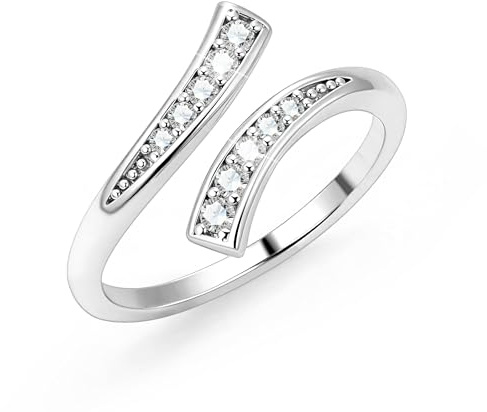 ALEXCRAFT Damen Silber Ringe mit Zirkonia Gold Verstellbare Stapelbar Ring | Verstellbare Offen Wassertropfen Chunky Breit Ring mit Zirkonia Glänz Stein Verlobungsring Eheringe Daumen Ring Damen Frauen