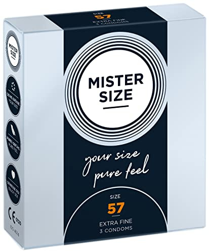 MISTER SIZE Kondome gefühlsecht hauchzart 57mm im 3er Pack/extra dünn, extra fein, extra feucht/aus 100% Naturkautschuk-Latex in deiner Größe L - XL/natural feeling 3er Packung