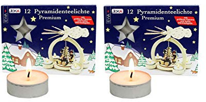 Dekohelden24 Pyramiden-Teelichte speziell für Teelichtpyramiden entwickelt inkl. Aroma Ampelmann Dose in rot gratis dazu.