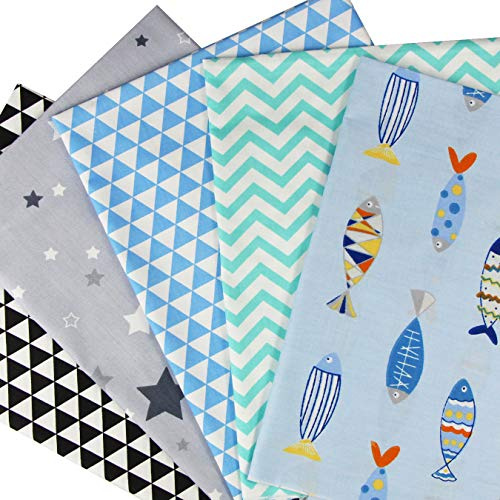 aufodara 5 Stück Patchwork Stoffe Stoffpakete 50 x 50cm Baumwolle Tuch DIY Handgefertigte Nähen Quilten Stoff Baumwollgewebe Farbmuster Verschiedene Designs (Bunt-C)