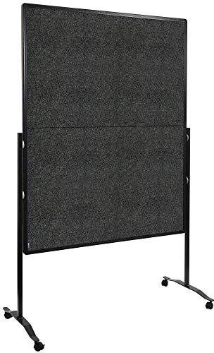 Legamaster Premium Plus Moderationswand klappbar - anthrazit - 150x120 cm - doppelseitig, mit Filz bezogenes Pinboard - einsetzbar als Trennwand - inkl. 4 feststellbaren Rollen und Papierhaken | Tafelformat 1200 x 1500 mm, Filz, anthrazit, klappbar