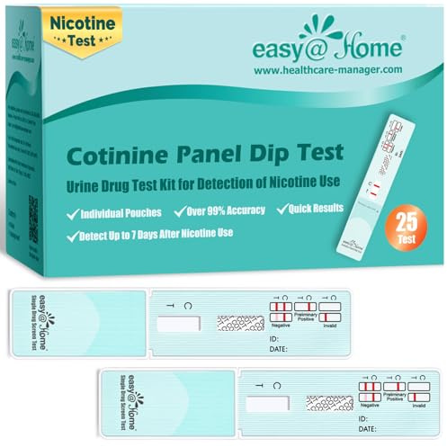 Easy@Home 25 Pack Nicotine Urine Test Strips Kit, Sensitive Rapid Testing Detection 200 ng/mL #ECOT-114