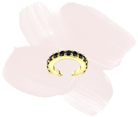 Laimons-örhängen Single Earcuff klämma 15 mm med zirkon förgylld av sterlingsilver 925 vit e Guldpläterat silver, colore: svart, cod. OS2990