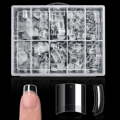 Buqikma Short Square Clear Acrylic Nail Tips for Nail Extensions, 500PCS