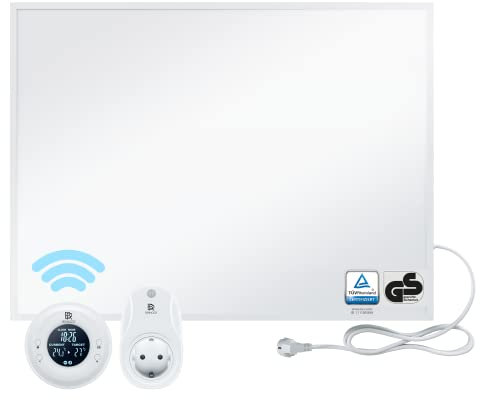 BR Bringer Infrarotheizung 450 Watt - mit Thermostat und Fernbedienung - Infrarot Elektroheizung Energiesparend - TÜV & GS - Deutsche Qualitätsmarke (weiß)