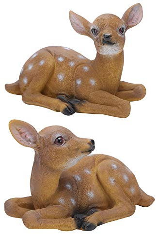 Resin Deer Figurine Set 2Pcs 6.7x4.5in Waterproof Synthetic Resin for Lawn Pathways, Pond Edges, Bookshelf Display