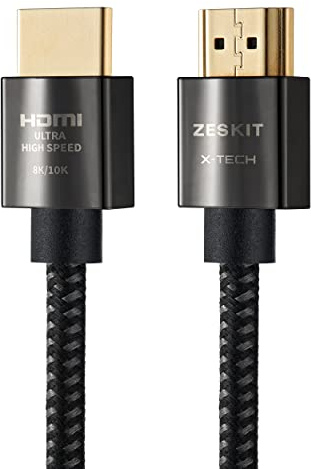 Zeskit X-Tech 48Gbps Ultra High Speed HDMI Cable 6.5ft, 8K60 4K120 144Hz eARC HDR HDCP 2.2 2.3 Compatible with Dolby Vision Apple TV 4K Roku Sony LG Samsung Xbox Series X RTX 3080 PS4 PS5