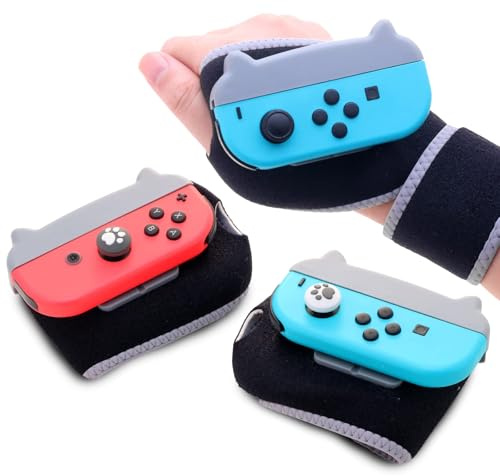 Switch handledsrem, switch armband för Just Dance 2021 Switch boxningsspel med 2 omkopplare tumgrepp kepsar – grå