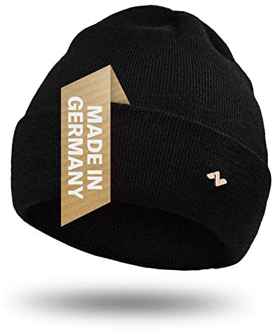 NYTTED® Merino Mütze Herren & Damen | 100% feinste Merinowolle | warm, weich & Strechy | Wollmütze Herren & Damen, Wintermütze Herren & Damen, Strickmütze für Herren & Damen, Merino Herren | Schwarz