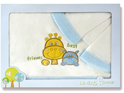 PEKITAS Juego 3 Pcs Sábanas Coralina Cuna 60x120 cm Térmica Grueso Suave Invierno Polar (Funda Almohada + Bajera colchón + sábana encimera) Animales Azul