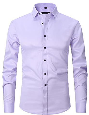 Camisa Manga Larga Hombre Color Sólido Slim Fit Camisa Tradicional Hombre Casual Business Gentleman Cuello Camisa Hombre Primavera Otoño Urbano Trabajo Camisa Hombre TD-04 S