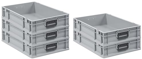 PROREGAL SparSet 5x Eurobox NextGen Portable Duo | HxBxT 12x40x60cm | 23 Liter | Eurobehälter, Transportbox, Transportbehälter, Stapelbehälter
