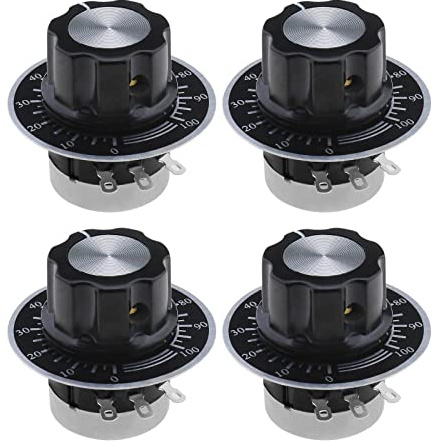 4 juegos de potenciómetro de película de carbono RV24YN20S B103 10K ohm de giro único para inversor de regulación de velocidad del motor con diales de perilla