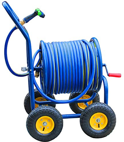 Chariot d'enrouleur de Tuyau d'arrosage avec Tuyau, Chariot de Stockage de Tuyau Portable avec Rouleaux, Support de Tuyau d'eau pour Mur et Sol de Nettoyage Domestique avec Tuyau d'eau, Irrigation d