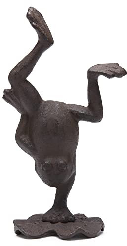 STCREE Froschstatue aus Gusseisen, Frosch, praktiziert Yoga auf einem Lotusblatt, kreative Dekoration für drinnen und draußen, Bauernhaus, Garten, Rasen, Hof, Teich, Dekoration TQGJST128