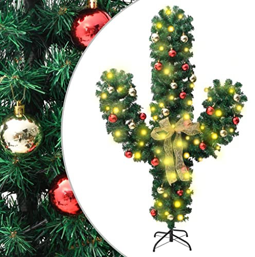 Maison & Jardin avec cactus de Noël avec support et LED Vert 180 cm PVC
