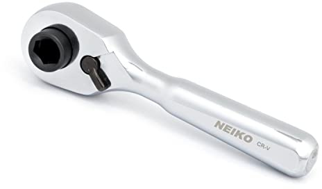 Neiko 03002A Cliquet stubby - Cl cliquet 1/4 et tournevis embout - Cliquet r versible 108 dents - 3,3 degr s - Mini cl cliquet 1/4 - Cl t te ovale - Petite cl cliquet en acier CR-V