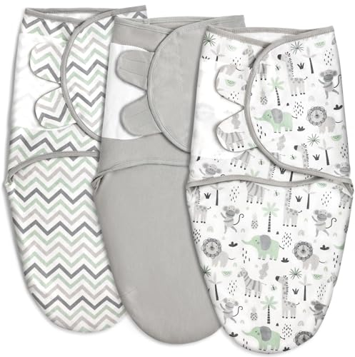 GLLQUEN BABY Swaddles Pucksack Baby 0-3 Monate,100% Bio-Baumwolle Baby Schlafsäcke für Neugeborene,Oeko-tex100 Schlafsack für Kleinkinder,Unisex 3er Pack Wickel