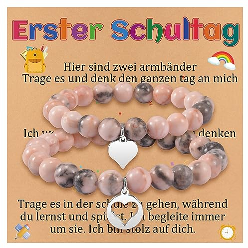 CheersLife Zurück zu Schule Geschenke, Zurück zu Schule Mama und Ich, Mutter Tochter Ersten Tag in der Schule Armband für Mama und Tochter Sohn Mädchen Jungen