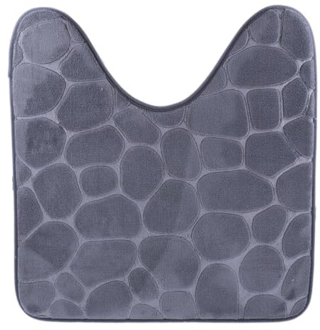 Tendance - Tapis Contour WC Mémoire de Forme Microfibre Galet 45x50 cm - Gris Foncé - Salle de Bain - Tapis