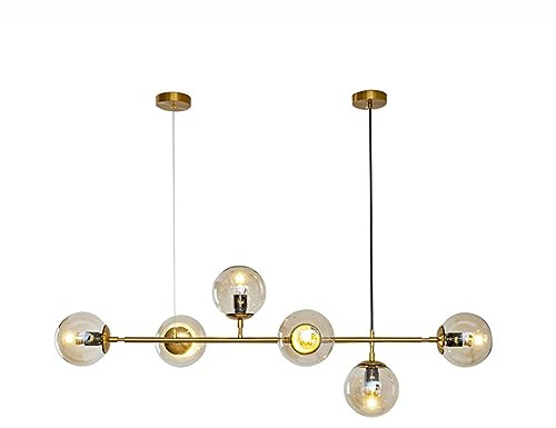 Moddeny 6 luci E27 Lampadario moderno Nord Europa Lampadario a sfera in vetro Industriale 51 pollici Lampada a sospensione a soffitto per soggiorno Sala da pranzo Decorazione artistica Ristorante