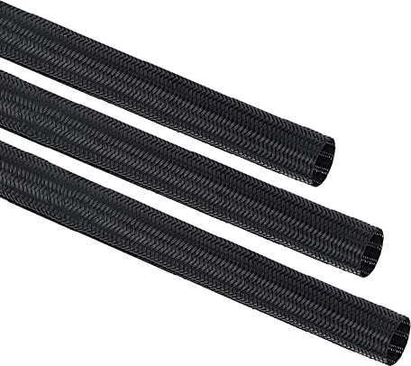 UKCABLE-TIES Black Expandable Cord Protector Wire Loom Tubing Cable Sleeve for USB Power Audio Video Cords, Protects from Cat Chewing, 1 - 10ft
