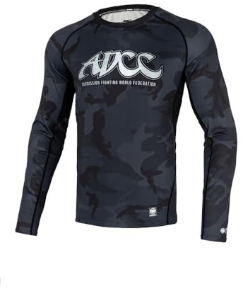 PITBULL Camiseta de manga larga para hombre Rashguard Gym Sport Pit Bull West Coast ADCC Camo, All Black Camo, L