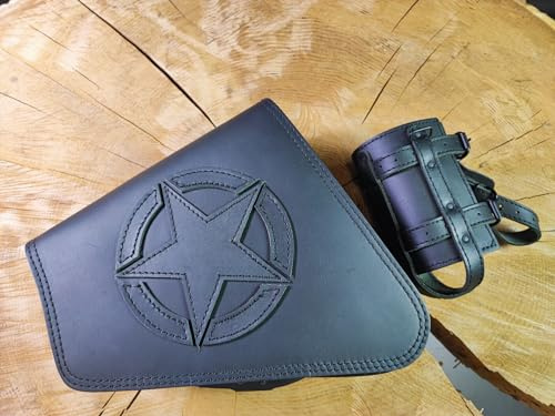 ORLETANOS Diva Blackline Seitentasche Linke Seite Schwingentasche kompatibel mit Harley Davidson Sportster Tasche Motorradtasche Motorrad Leder schwarz Bobber HD Custom Chopper schwarz Biker