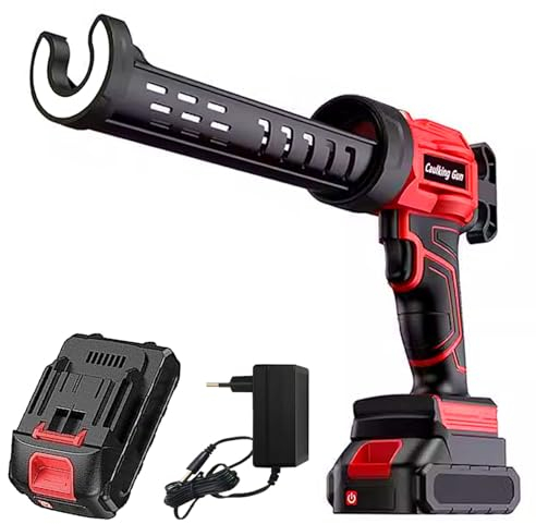 Akku Kartuschenpresse, 21V Professional Kartuschenpistole für Φ52mm Länge 220mm Kartuschen Einstellbare 4 Drehzahl Silikonpistole mit Akku zum Verfugen Verkleben Abdichten
