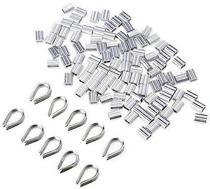 Kabelklemmen 50 Stück 8-förmig Aluminium mit 10 Edelstahl Kauschen