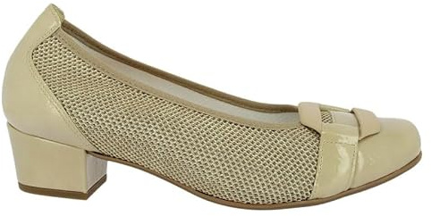 Zapatomoda Doctor Cutillas | Salon vestir verano mujer | Tacón de 4cm | rejilla transpirable | puntera y talón charol | Bonito adorno en pala | 81241 | Hechas en España