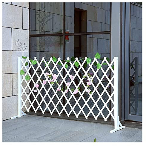Weißer Gartenzaun - Erweiterter Zaun Tierbarriere, freistehender dekorativer Gitterzaun/Teleskop-Trennwanddekoration, Hundezaun Weihnachtsbaumzaun (Größe: H50 x L160 cm)