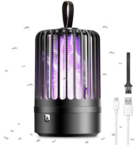 Mückenvernichter-Lampe, elektrischer Mückenvernichter, wiederaufladbarer Fliegenvernichter, tragbarer Insektenvernichter mit Nachtlicht, lockt fliegende Insekten an für Camping im Innen Außenbereich