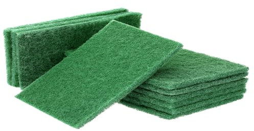 Sibba Pack of 10 Scouring Pads, Kitchen Sponge, High Performance Scouring Pads, Dirt Eraser, Sponge, Double-Sided Cleaning Cloths, Pot Scraper for Kitchen, Bowl, Sink (Green, 15 x 10 x 0.6 cm)