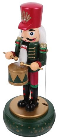 HOLIDYOYO Cascanueces Música Caja Madera Muñeco Soldado Navideño con Boca y Manos Móviles Decoración Navideña Musical para Mesa Festival Fiesta
