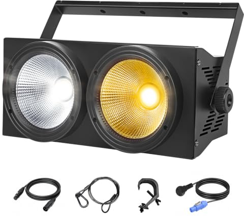 Luces PAR LED Cegadora de 200 W para escenario, 2 luces LED blanco frío y cálido, control DMX, estroboscópico COB con activación por sonido para teatros, iglesias y eventos de DJ.