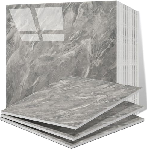 Vieshful 10pcs Self Adhesive Wall Tiles，30x30cm Stick on Wall Marble Tile, PVC Waterproof Shower Walls Panels, Back Splash Stick on Tiles for Kitchen Bathroom Livingroom