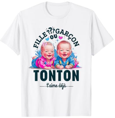 Homme Cadeau Gender Reveal Tonton Parti Révélation du Sexe bébé T-Shirt