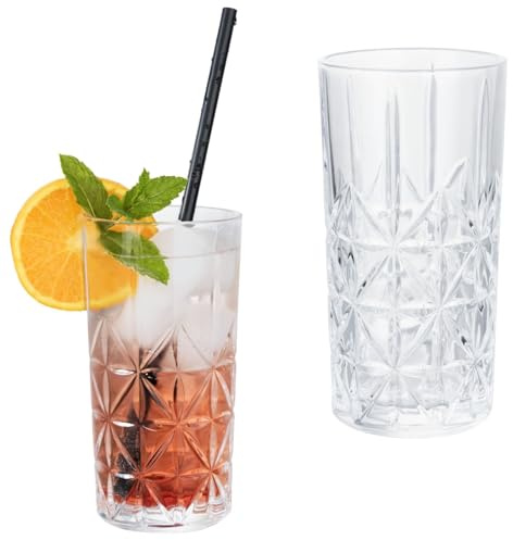 Gläser Set 6 teilig 300ml Trinkgläser modern Cocktailgläser Wassergläser Longdrinkgläser Kristall Optik Coctail Glas Trinkglas groß Water Glasses Longdrink Slush Glass Cup Saftgläser Cocktail